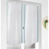 Linder Vitrages Passe-tringles à la paire Brodés "PIERROT" - 58x120cm - Turquoise* Accessoire De Store