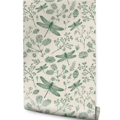 Sale Muralo Vlieseline Papier Peint Photo LIBELLULE Fleurs Feuilles Pour Chambre