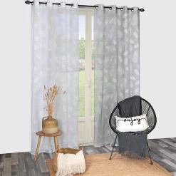 New Dylrev Voilage à œillets imprimé gomme gris L.240 x l.140cm