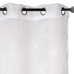 Outlet Dylrev Voilage à œillets étamine broderie papillons blanc L.240 x l.140cm