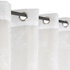 Outlet Dylrev Voilage à œillets étamine broderie papillons blanc L.240 x l.140cm