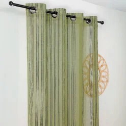 Linder Voilage à l'aspect lin aux rayures verticales (140x280 cm - Vert)* Voilage
