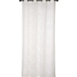 Best Dylrev Voilage à oeillets broderie feuillage blanc cassé L.240 x l.140cm