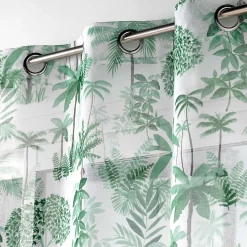 Best Douceur D'Intérieur Voilage a oeillets 140 x 240 cm voile sablé imprimé Amazonia Vert