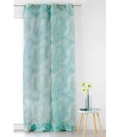 Linder Voilage ambiance tropicale motif feuille de palme - 140x280cm - Vert d'eau* Voilage