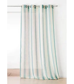 Linder Voilage Aspect Lin Rayures - 150x280cm - Bleu ciel* Voilage