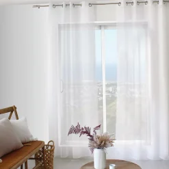 Online Home Maison Voilage aux fils tissés argentés (140x240 cm - Blanc)