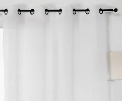 Voilage blanc à oeillets l.140 x H.240 cm en lin et polyester, Véronica* Voilage