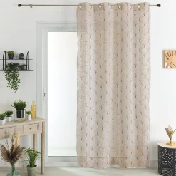 Outlet Home Maison Voilage brodé style art déco (140x240 cm - Lin)