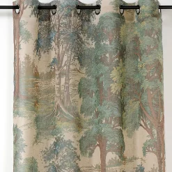 Linder Voilage en lin à motif forêt (150x250 cm - Vert)* Voilage