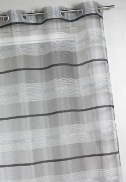 Outlet Home Maison Voilage fantaisie à rayures horizontales de différentes tailles (140x240 cm - Gris clair)