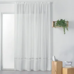 Linder Voilage "Feuille de Chêne" à Galon Fronceur (300x240 cm - Blanc)* Voilage