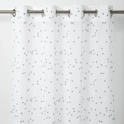 Sale GoodHome Voilage Pyrite blanc motifs gris foncé l.140 x H.260 cm