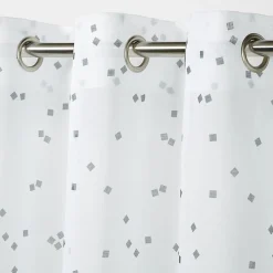 Sale GoodHome Voilage Pyrite blanc motifs gris foncé l.140 x H.260 cm