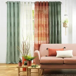 Best Douceur D'Intérieur Voilage rayé fils chenille - Effet lin (140x240 cm - Terracotta)