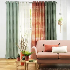 Best Douceur D'Intérieur Voilage rayé fils chenille - Effet lin (140x240 cm - Terracotta)