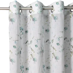 Voilage tamisant à oeillets feuilles d'eucalyptus L.240 x l.140cm* Voilage
