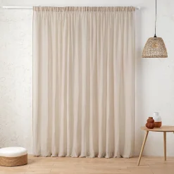 Clearance Linder Voilage tamisant en gaze poly-lin à galon fronceur (300x260 cm - Lin)