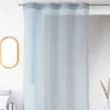 Outlet Home Maison Voilage uni en maille filet (140x260 cm - Bleu azur)