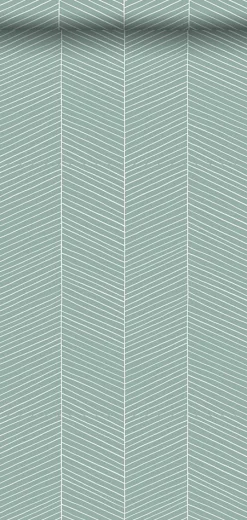 Sale Walls4You papier peint chevron vert menthe - 53 cm x 10.05 m - 935323
