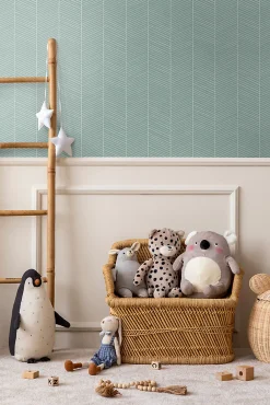Sale Walls4You papier peint chevron vert menthe - 53 cm x 10.05 m - 935323