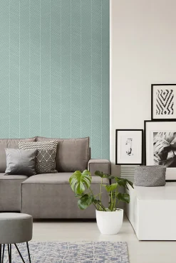 Sale Walls4You papier peint chevron vert menthe - 53 cm x 10.05 m - 935323