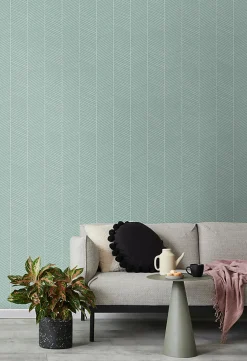 Sale Walls4You papier peint chevron vert menthe - 53 cm x 10.05 m - 935323