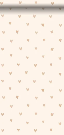 Best Walls4You papier peint confettis de coeurs beige et or - 53 cm x 10.05 m - 935291