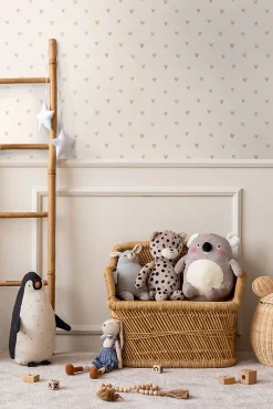 Best Walls4You papier peint confettis de coeurs beige et or - 53 cm x 10.05 m - 935291