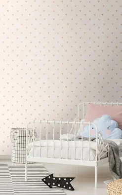 Best Walls4You papier peint confettis de coeurs beige et or - 53 cm x 10.05 m - 935291