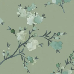 Walls4You papier peint fleurs vert grisé - 53 cm x 10.05 m - 935337* Papier Peint Fleuri