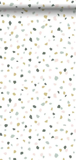 Walls4You papier peint imitation terrazzo multicolore sur blanc - 53 cm x 10.05 m - 935313* Papier Peint Géométrique