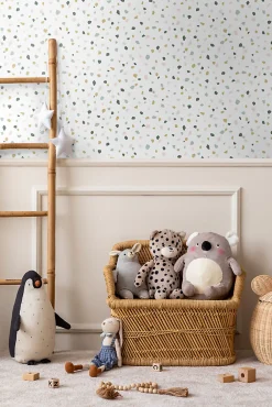 Walls4You papier peint imitation terrazzo multicolore sur blanc - 53 cm x 10.05 m - 935313* Papier Peint Géométrique