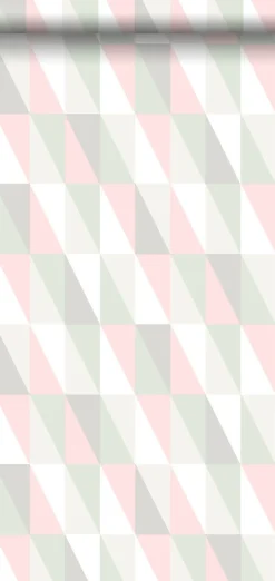 Online Walls4You papier peint triangles géométriques graphiques vert, rose et gris - 53 cm x 10.05 m - 935301
